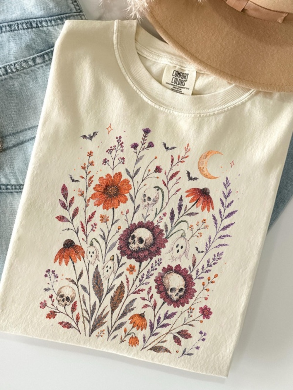 Comfort Colors Floral Skull Graphic Tee